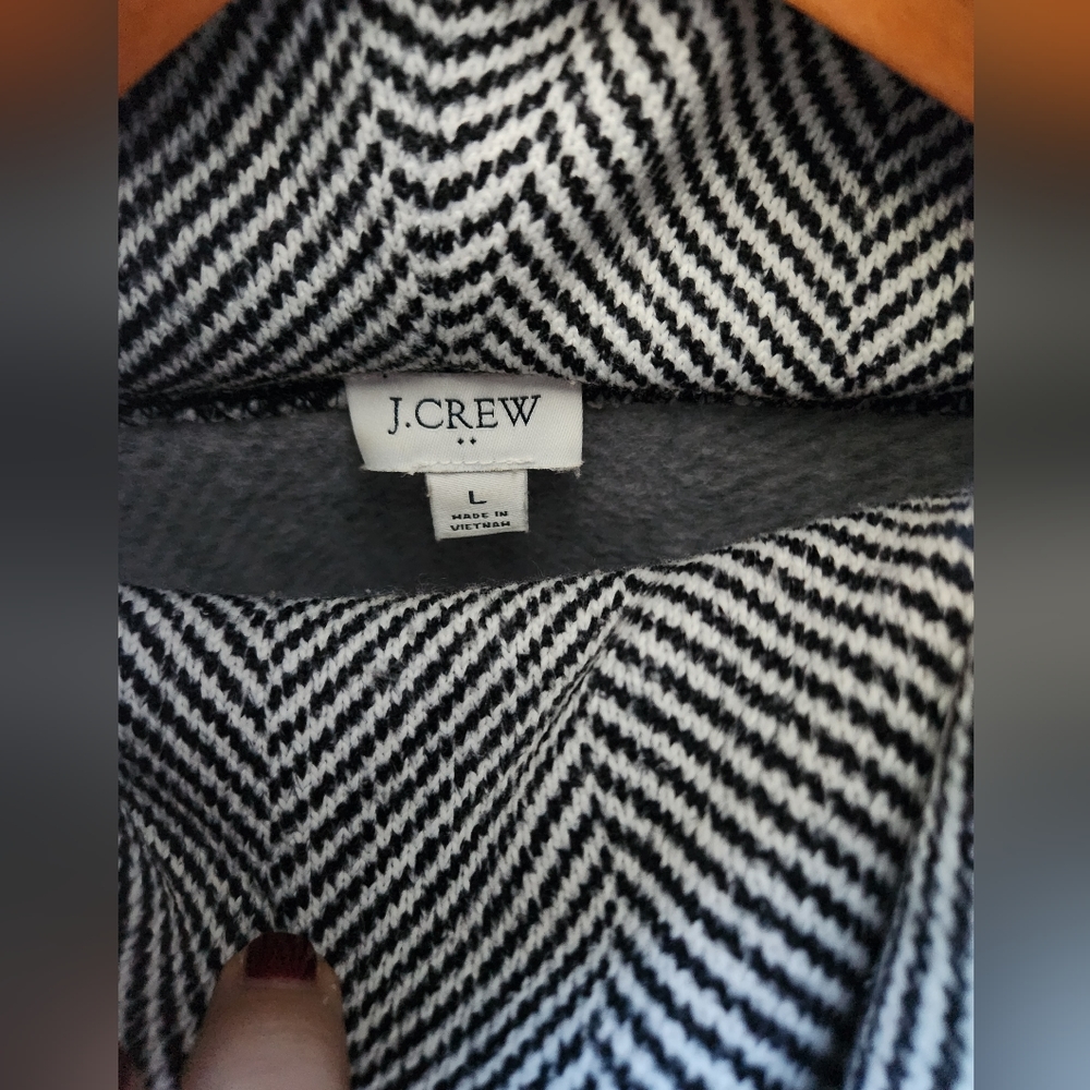 J. Crew Black and White Herringbone Cowl Neck Top - Picture 3 of 3